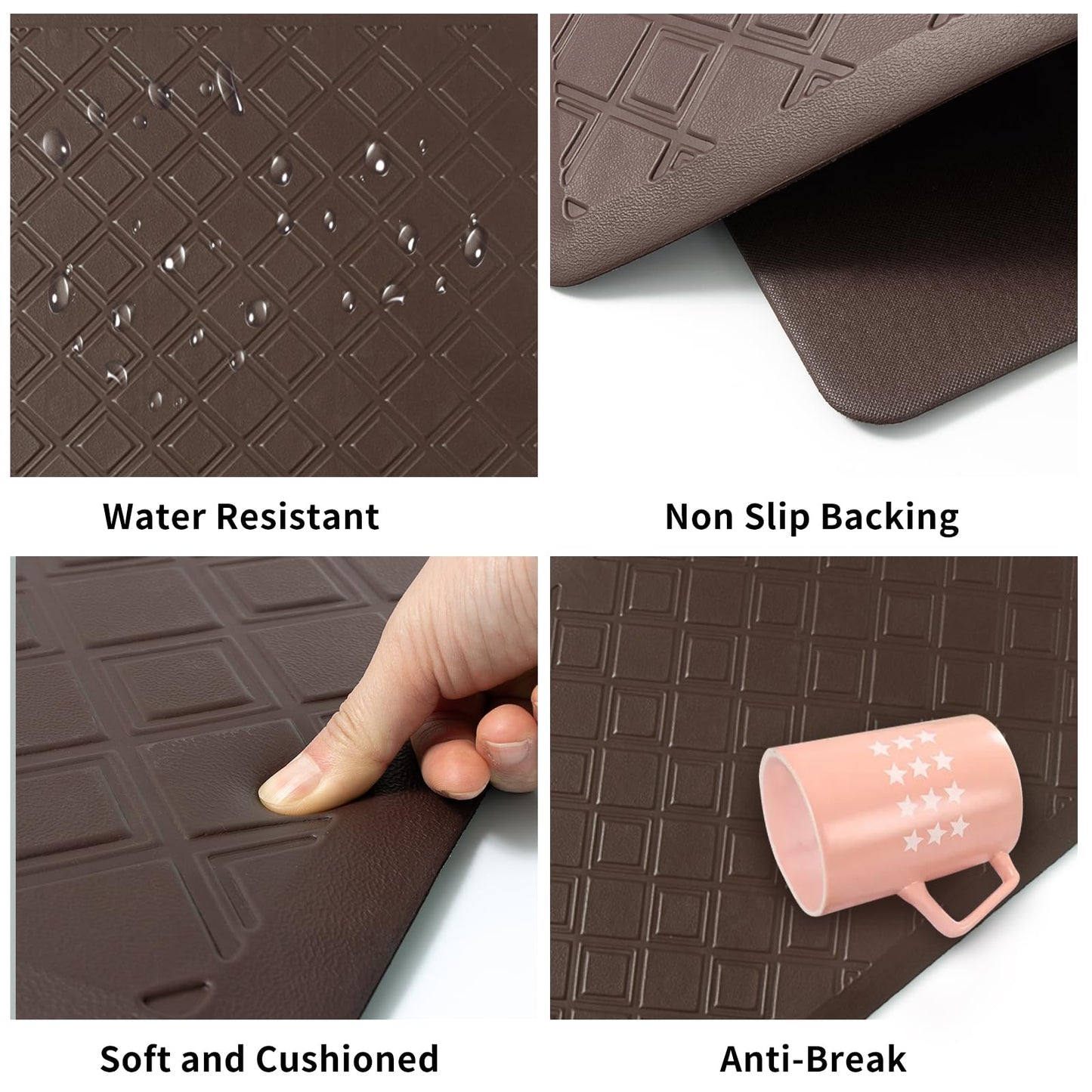17.3 x 30 Inch Waterproof Anti Fatigue Comfort Kitchen Mat, Thick Non-Slip Standing Desk Mat, Commercial Pads for Offices, Home, Garages