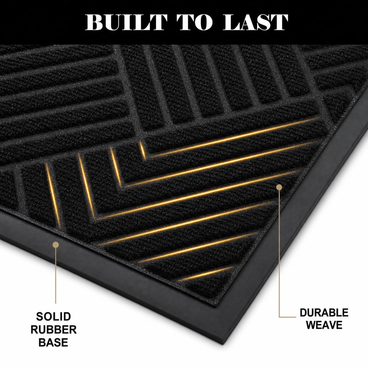 PEADEEAS Front Door Mat Outside Entrance, 5x7ft Oversized Heavy Duty Rubber Doormat, Large Low Profile Non Slip Door Mat, Trap Dirt and Moisture, Easy Clean Indoor Outdoor Entryway Mat, Black