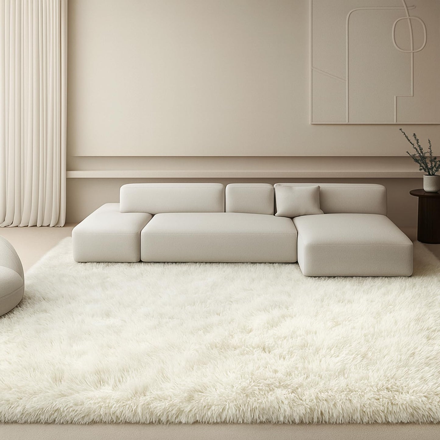 Mtandyx 8x10 Area Rugs Living Room, Cream White Large Plush Fluffy Bedroom Carpet, Non-Slip Upgraded Indoor Thick Soft Rug, Modern Plush Carpet Suitable for Kids Home Decor Aesthetics Dorm.