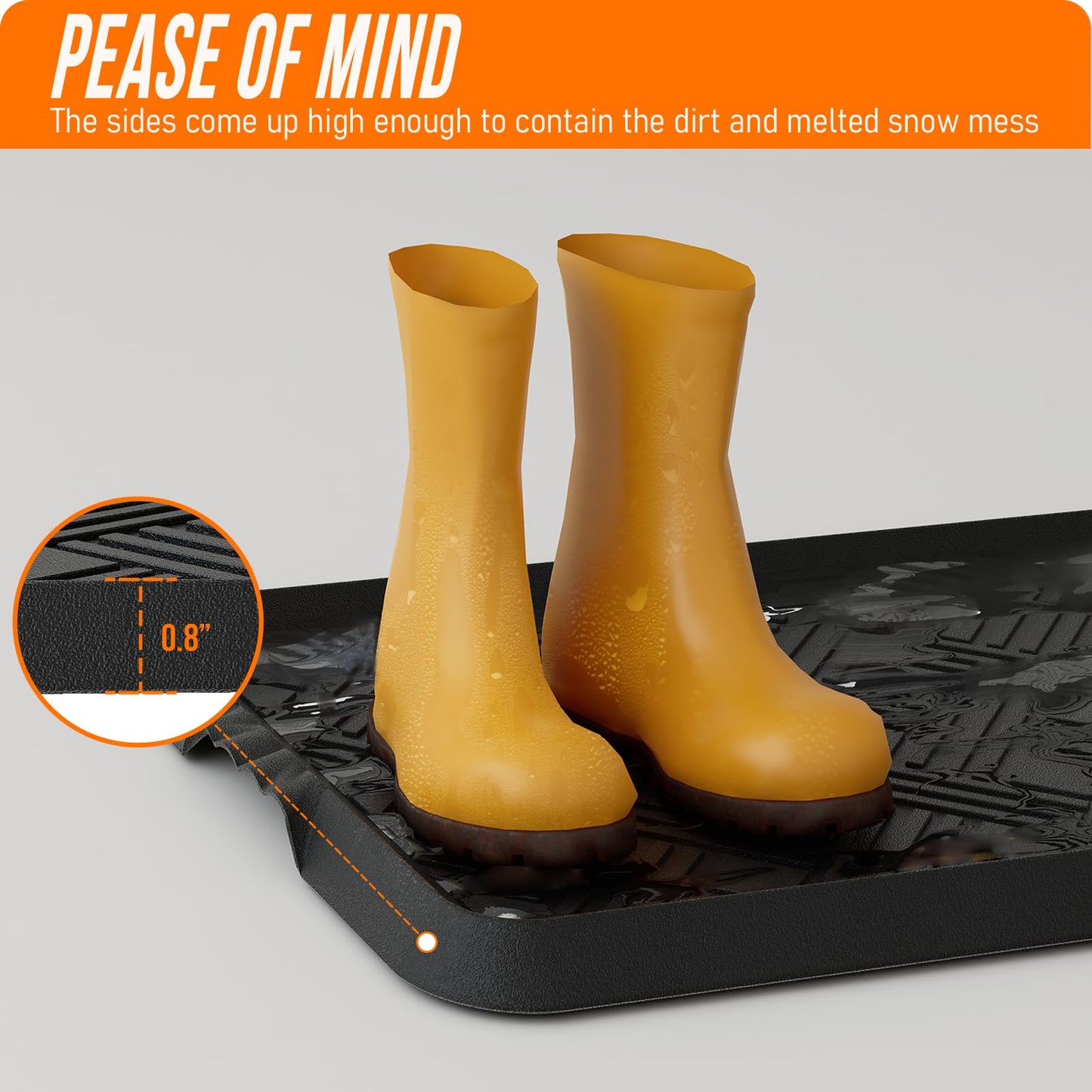 LFCONNECT Rubber Boot Tray, Shoe Trays for Entryway, Versatile Boot Mat Tray with Raised Edge, 27.5"x16" Rubber Mat for Shoe Organizer Indoor/Outdoor Use