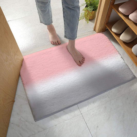 Bathroom Rug Bath Mat, ombre Pink White Gray Ombre Modern Art Absorbent Non Slip Soft Microfiber Shaggy Plush Bath Rugs for Shower, 20x32Inch