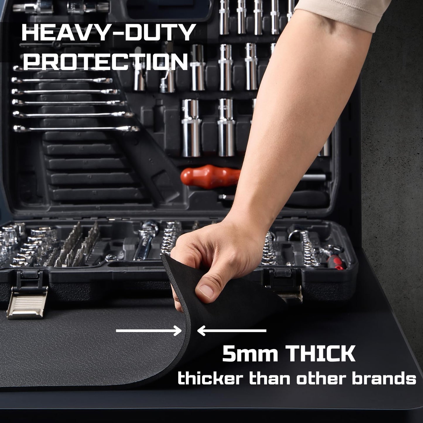 ONREVA Workbench Mat 20X48 Inches, EVA Rubber Work Mat, Protect Your Work Bench Top, Heavy Duty Pad for Tool Box Top, Table, Tool Station, Rolling Cabinet Cart Cover Liner Matt, 48"X20" 5mm Thick