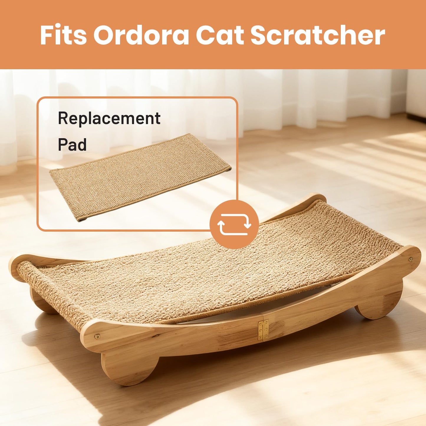 Ordora Large Cat Scratcher Mat: 31.5 X 14 Inch Upgrade Soft Sisal Horizontal Cat Floor Scratching Pad, Cat Scratching Rug Protect Furniture