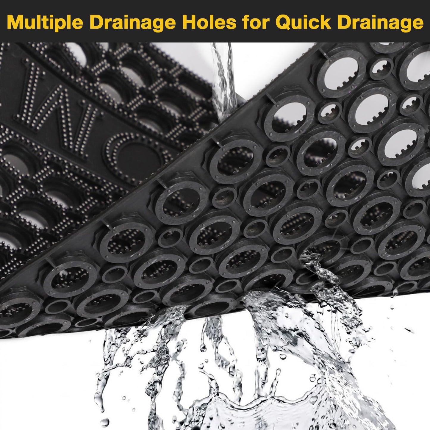 GTRY 23”x 35” Heavy Duty Rubber Door Mat, Outdoor Non Slip Waterproof Floor Mats for Front Door,Patio,Garage,Driveway,Kitchen and Entrance, Mud Trapping Utility Floor Mat, Rubber Mats with Drainage