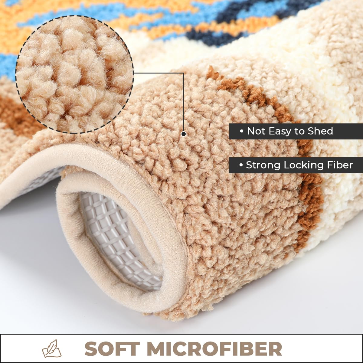 Loismood Coastal Bathroom Rug Ultra Absorbent and Non Slip Bath Mat Machine Washable 23 x 16 Inches, Fluffy Carpet for Bath Tub, Bedroom and Living Room, Conch