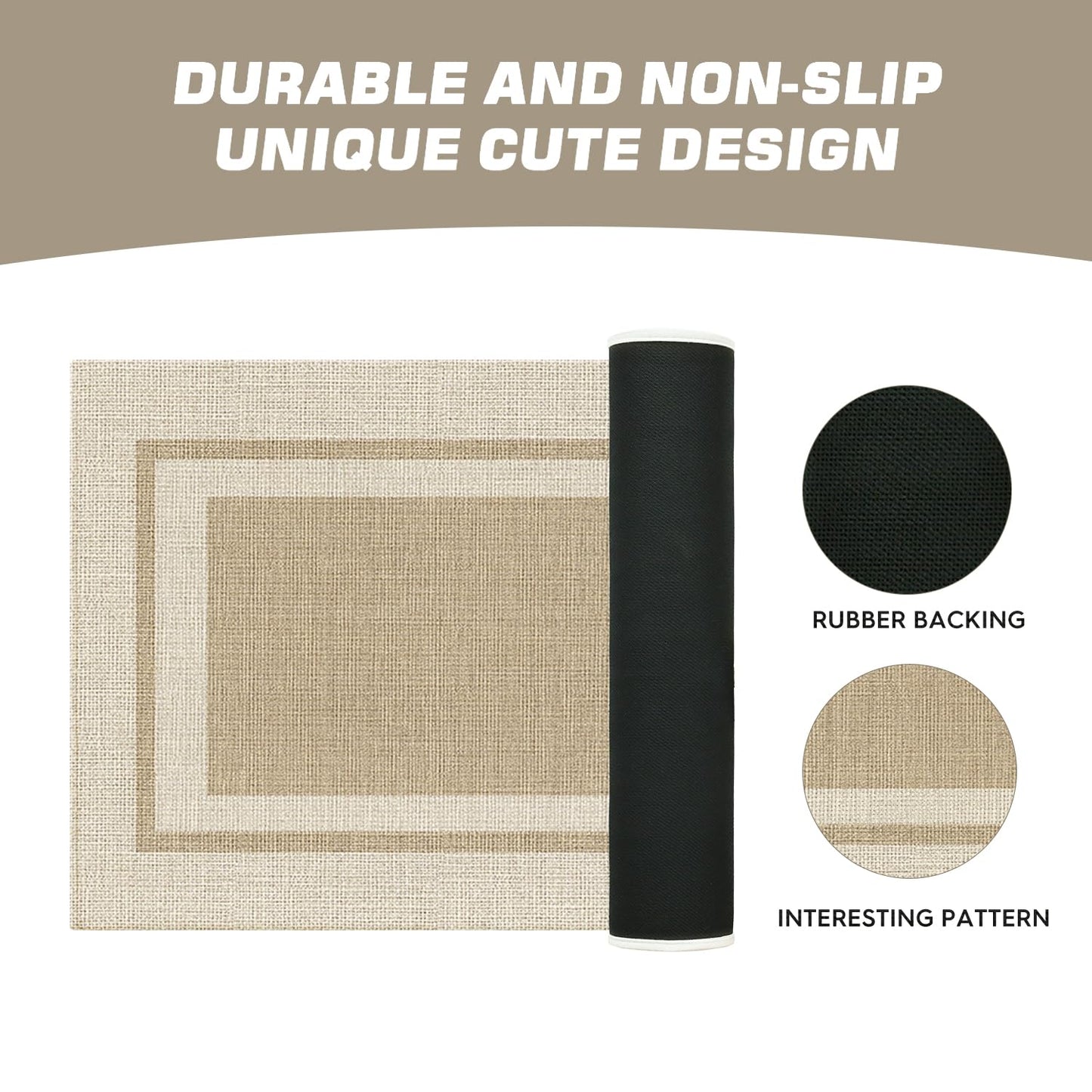 Artoid Mode Beige Absorbent Rectangle Non-Skid Doormat, Home Mats Non Slip Washable Natural Rubber Back Door Mat Floor Mat for 17x47 Inch