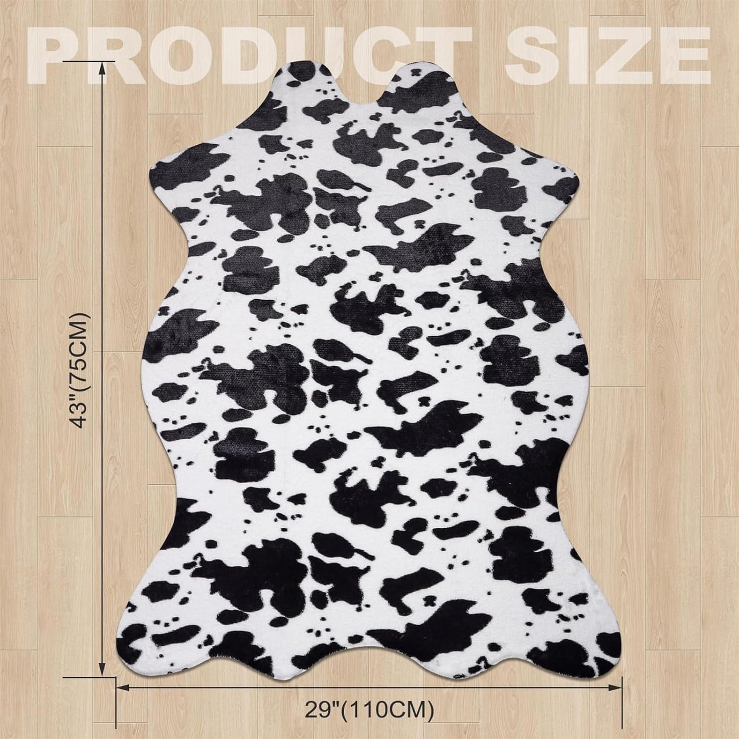 CZYHMNK Cow Print Rug Faux Cowhide Rug Cute Area Rug Fun Western Room Decor for Bedroom Living Room Non-Slip (43 inches x 29 inches)