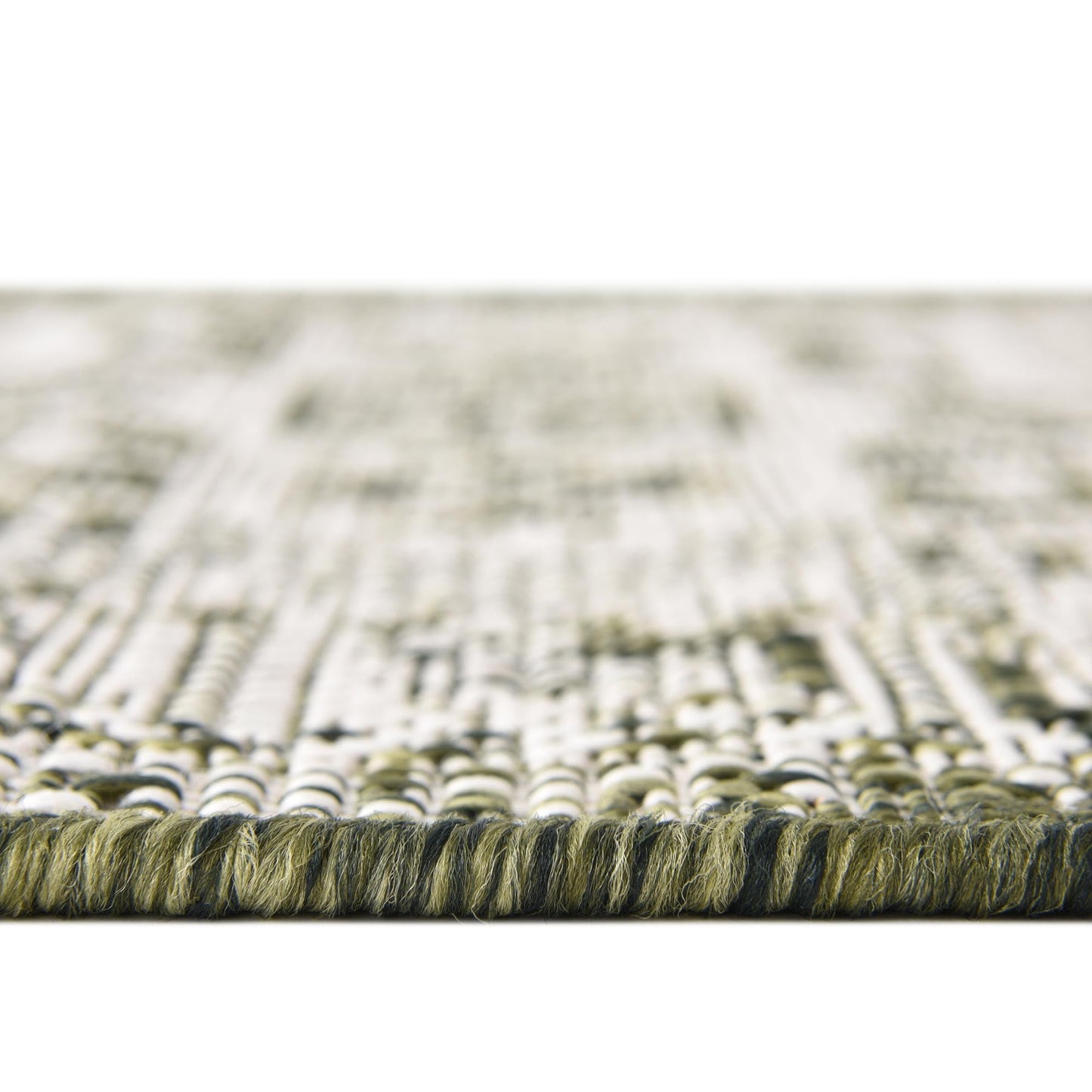 Rugs.com - Outdoor Aztec Rug – 8 Ft Square Green Indoor/Outdoor Rug – Washable Flatweave Area Rug for Patios, Decks, and Porches