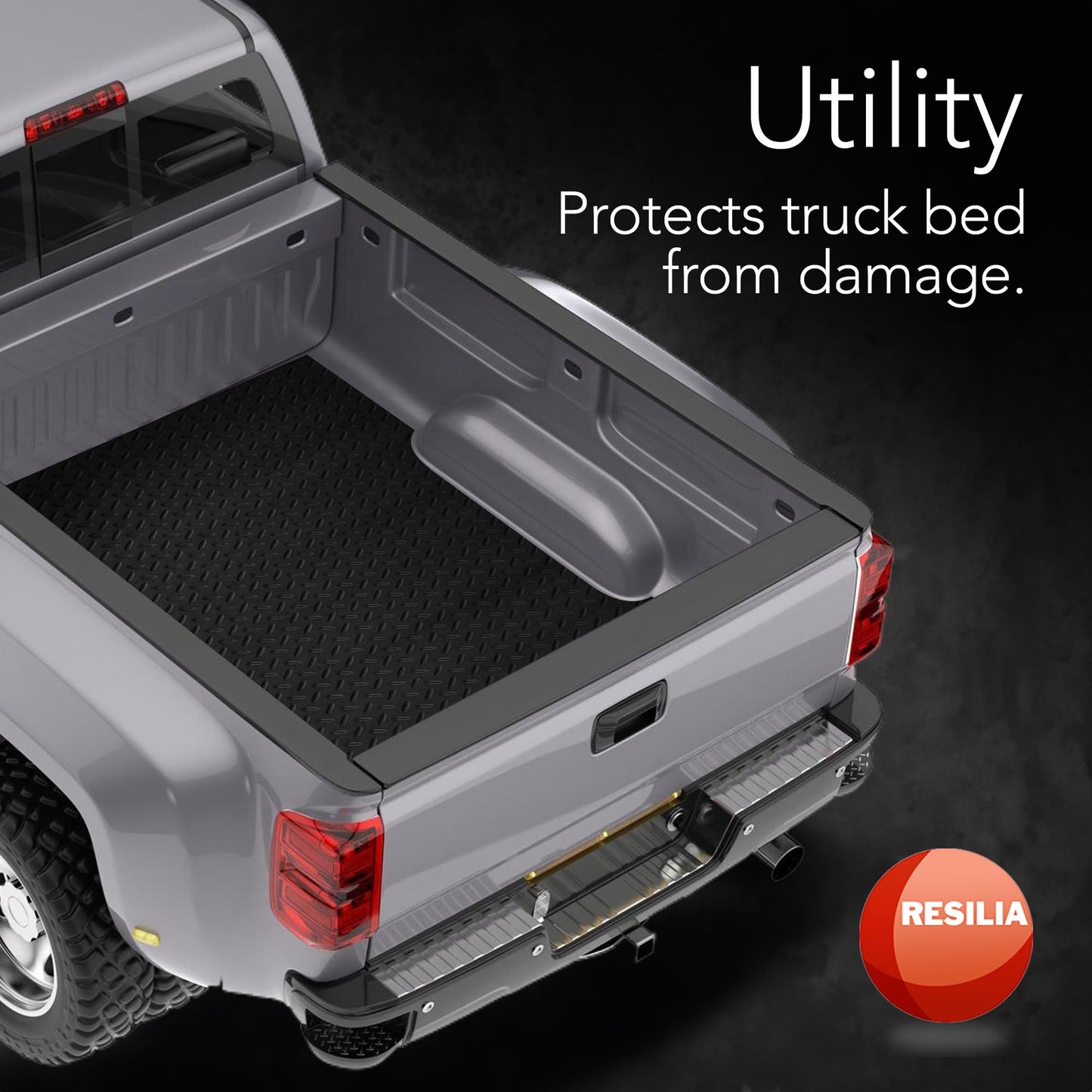 RESILIA Truck Bed Mat Liner – Universal Size, Durable Heavy-Duty All-Weather Protection for Your Truck, Cargo Van, or SUV, Pickup Accessories, Trim to Fit, Black, Thick 4 Foot x 8 Foot, Made in USA
