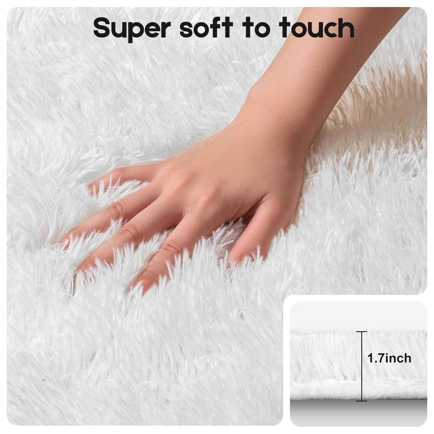 Mhyup 4x6 Cream White Rugs for Bedroom Living Room, Fluffy Small Area Rug Soft Shag Non-Slip Carpet for Kids Boys Girls and Nursery Room Indoor Dorm Home Decor (4ft x 6ft, Cream White)