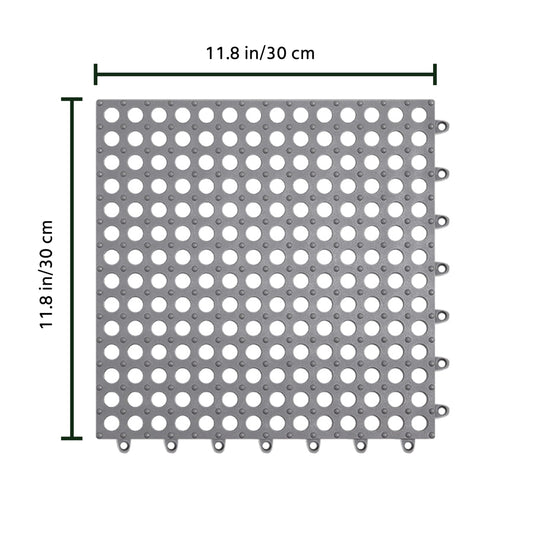 10Pcs Drainage Interlocking Floor Mats, 11.8”x11.8” Non-Slip Shower Bathroom Pool Tile for Flooring, Soft PVC Splicing Modular Cushion Mat, Rubber Flooring for Outdoor
