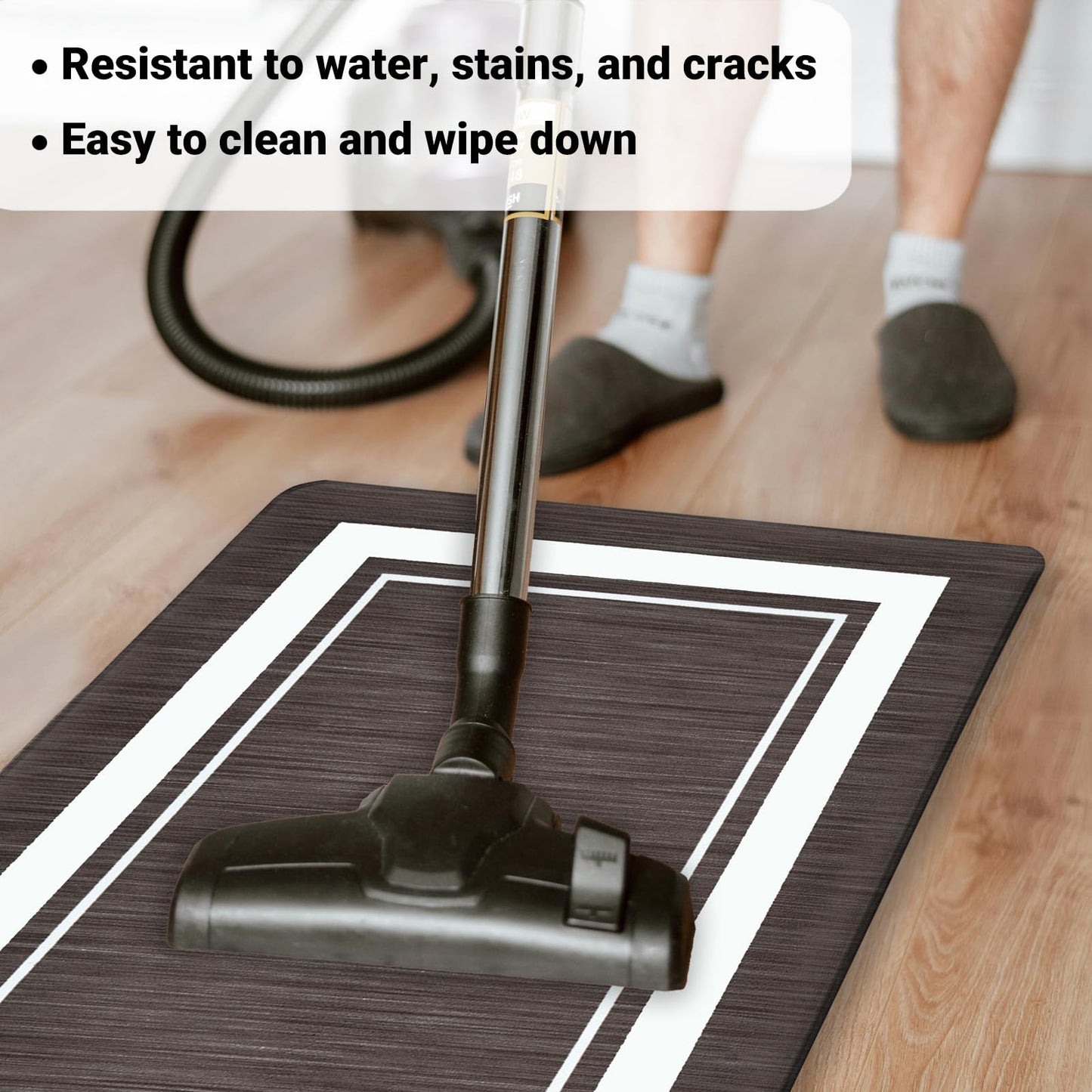 OnesCosy Anti Fatigue Kitchen Mat Set of 2, Brown Kitchen Floor Mat, Waterproof Cushioned Rug, Non Slip Washable Memory Foam Mat for Standing, Sink, Stove, Border, 17.3"x27.6"+17.3"x47.2"