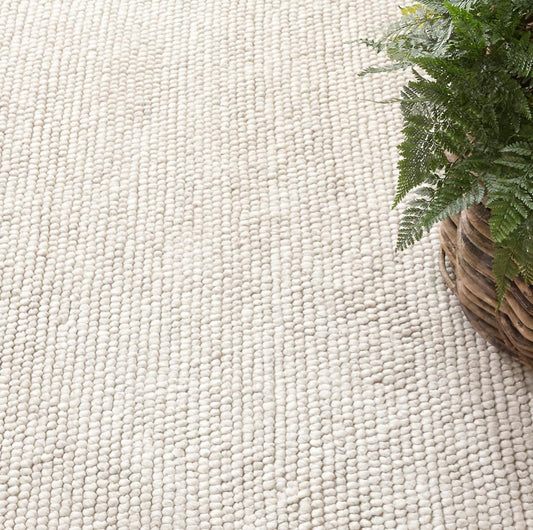 S & L Homes Wool Cotton Hand Woven Chunky Knit Popcorn Doormat/Rug - Ivory Contemporary mat for Front Porch Living Room (3' x 5' - Ivory)