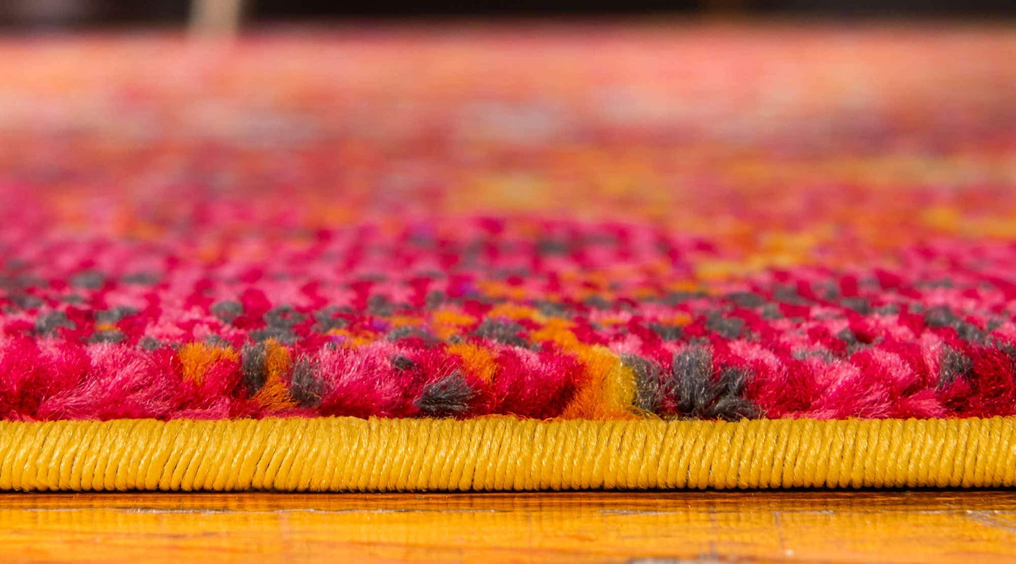 Unique Loom Estrella Collection Distressed, Abstract, Bright Colors, Modern Area Rug (7' 0 x 10' 0 Rectangular, Red/Yellow)