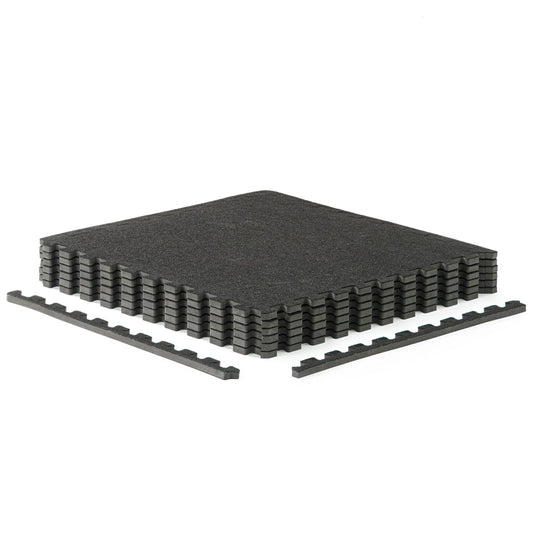 CAP Barbell 1/2-Inch Interlocking EVA Foam Exercise Puzzle Mat Home Flooring - 1 Pack | 24" x 24" x 1/2" | Carpet Top - Black