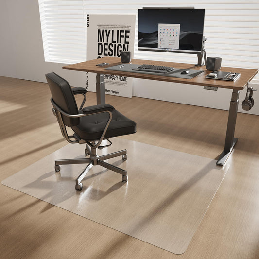 2.0mm 40"x50" Rolling Chair Mat for Hardwood Floors, Heavy Duty PVC Office Chair Floor Protector, Clear Plastic Mat for Smooth Movement, Non-Slip Hard Surface Cover