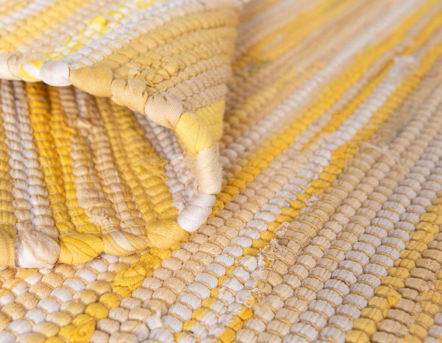 Unique Loom Chindi Cotton Collection Soft Hand Woven Natural Fiber Striped Area Rug, 8 ft x 10 ft, Yellow/Ivory