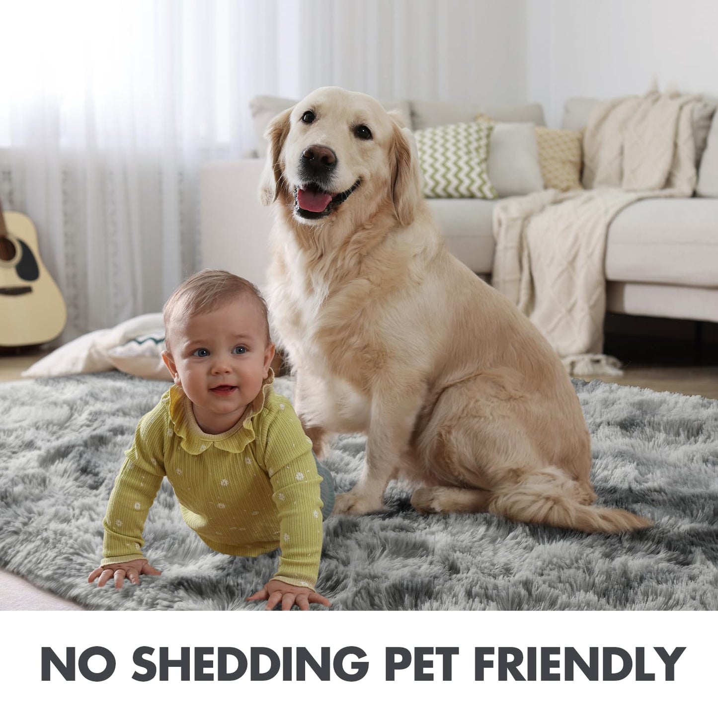 6x9 Ft Large Shag Rugs for Living Room Decor, Tie-Dyed Ultra Soft Fluffy Furry Area Rugs for Bedroom Indoor Floor, Aesthetic Carpet for Kids Home (Grey)