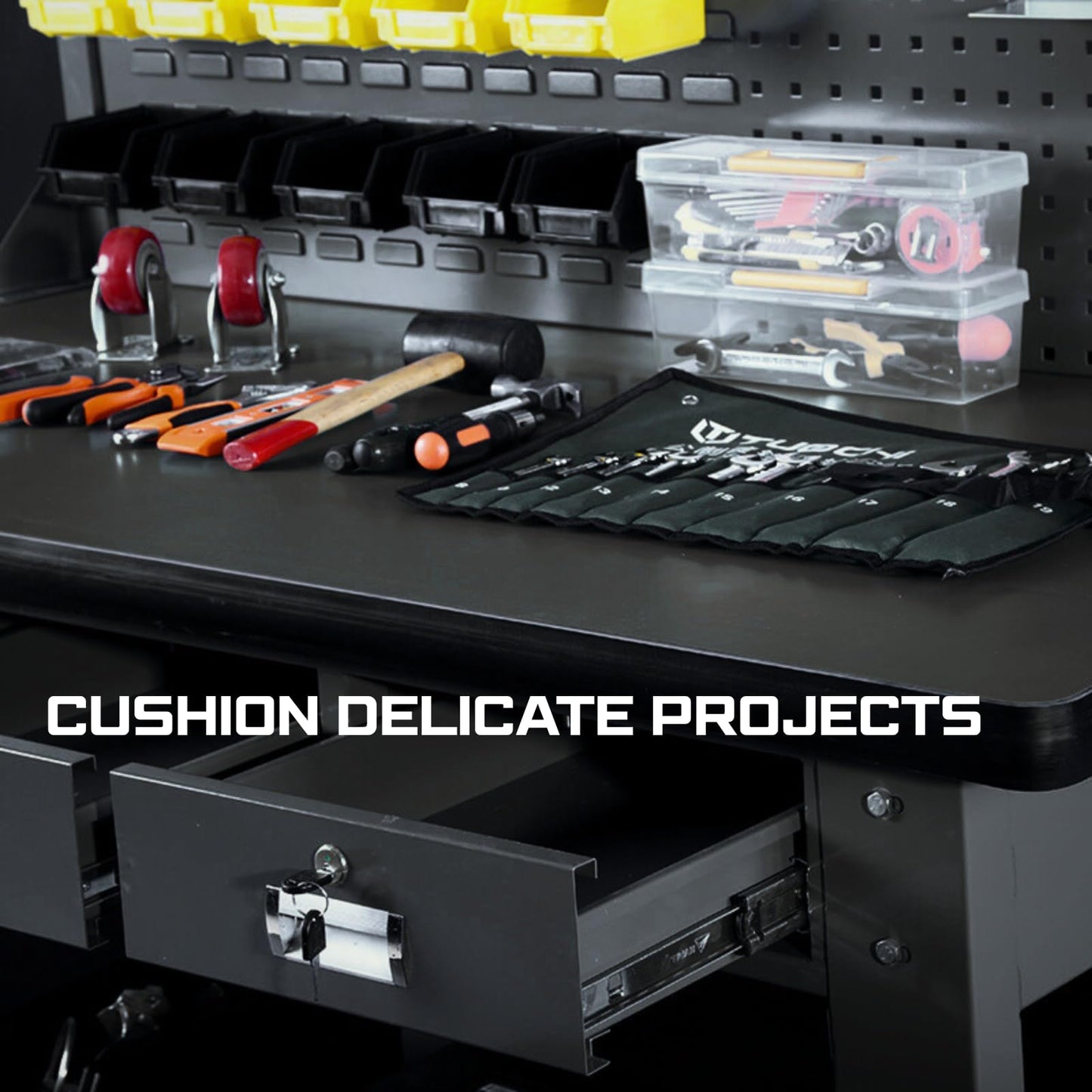 ONREVA Workbench Mat 20X48 Inches, EVA Rubber Work Mat, Protect Your Work Bench Top, Heavy Duty Pad for Tool Box Top, Table, Tool Station, Rolling Cabinet Cart Cover Liner Matt, 48"X20" 5mm Thick