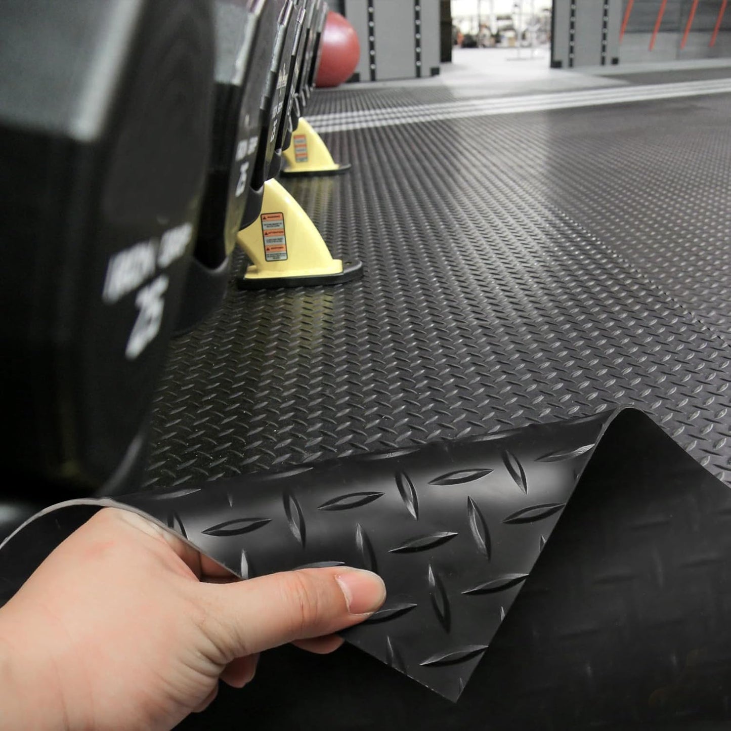 OranLite 4' x 10' Feet Non-Slip Garage Floor Mat, 1-Piece Durable Rubber Flooring Roll, Cuttable Floor Protector Mat for Parking Lots, Gym, Warehouse, Basement Trailer (4' x 10' Ft)