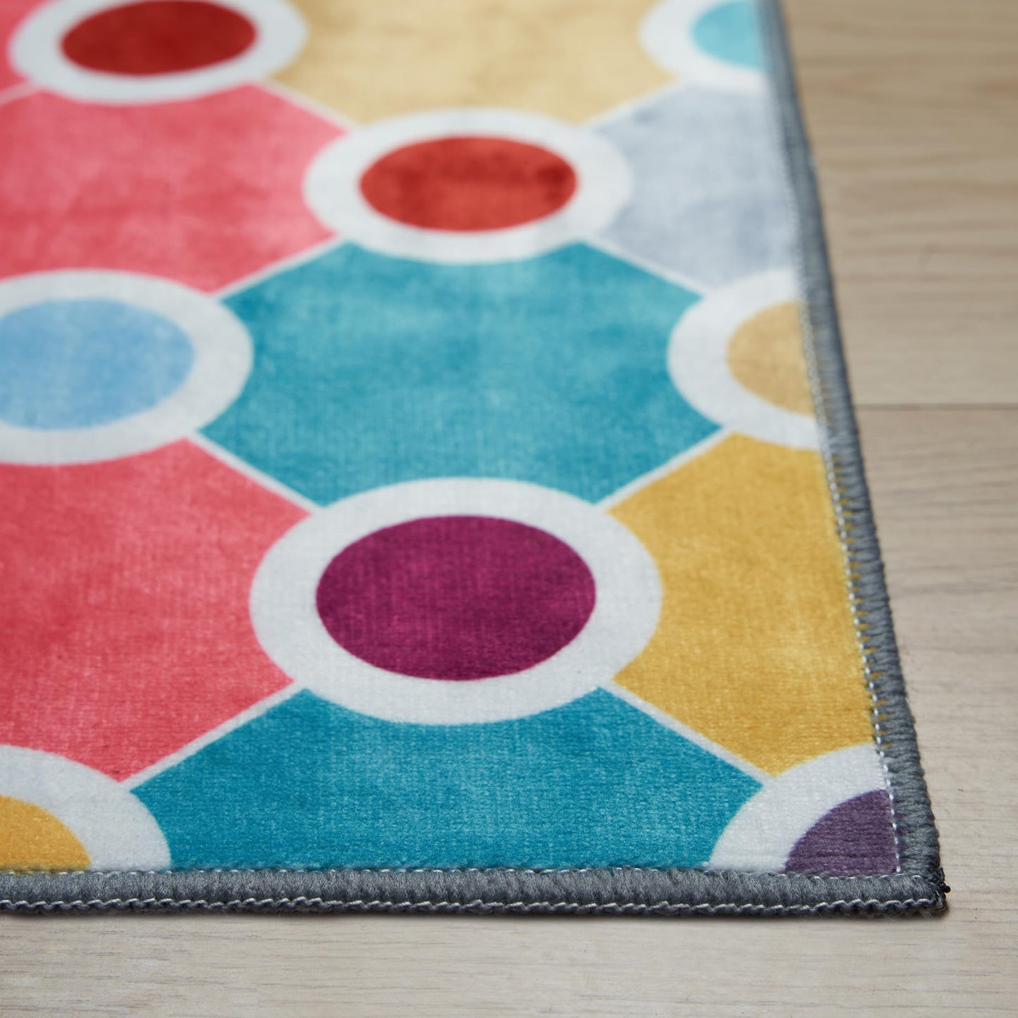 Casanta Living Machine Washable Polka Dot Rug for Kids Area - Multicolor Soft Rug for Nursery/Playroom/Classroom - 6x9