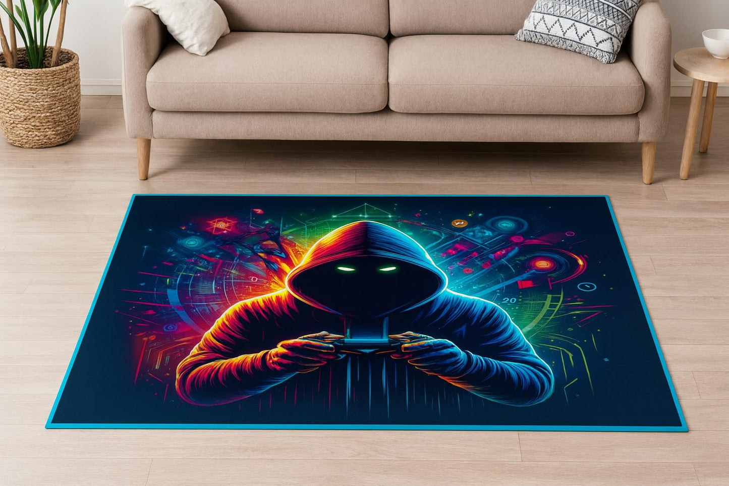 DEALZOOM Gaming Rug RGB LED Light (3x5 Gamer) - Bedroom Gamer Rug Floor Mat Gaming Decor - Kids Room Rug Anti Slip Mat for Chair – Play Game Room Décor for Teen, Boys, Kids