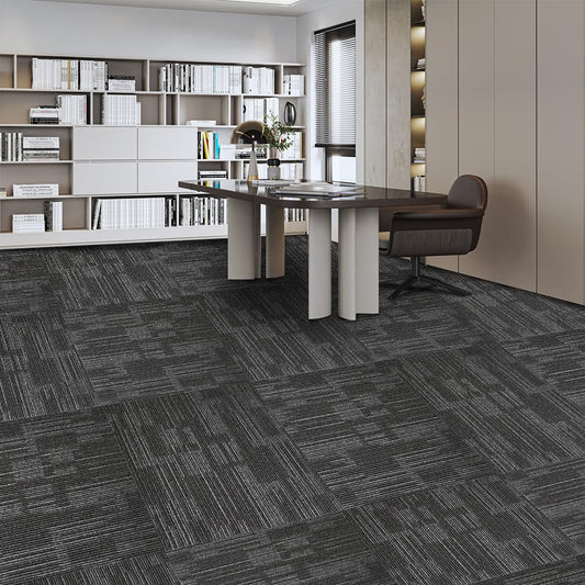 ALTRUISTIC Heavy Duty Commercial Carpet Tiles, 24" x 24", Non-Slip Soft Square Floor Tile, 18 Pieces/72 sq ft, FlexLok Tabs Included, for Office Bedroom Living Room Kitchen Garage Gym (1 Box, Gray)