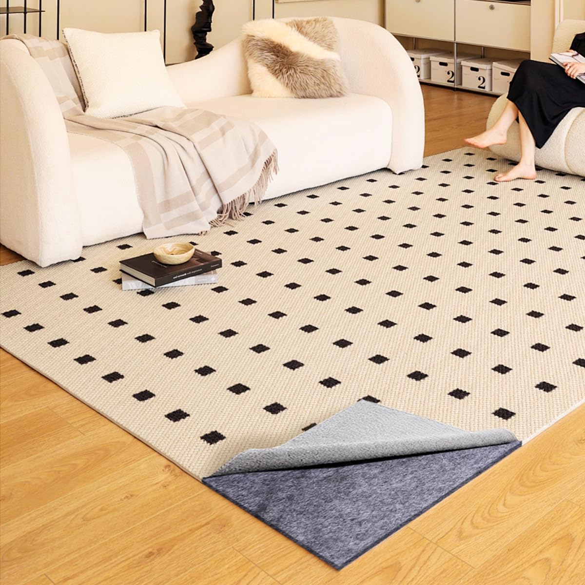 Extra Large Area Rug Cushioned Pad, 6x9 Ft 1/2”Thick Felt Pad for Hardwood Floors, Keeps Rug in Place Soft