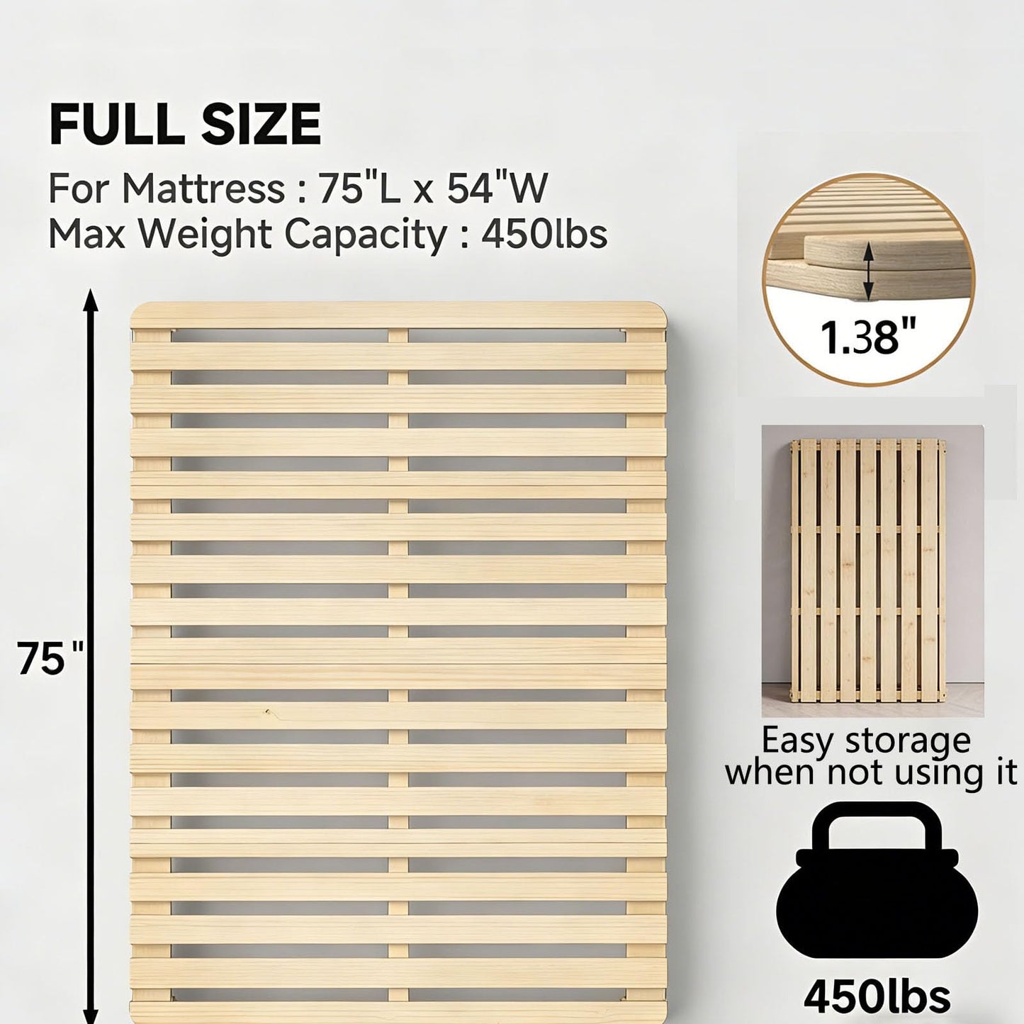 XIJIXILI Floor Bed Frame Japanese Floor Bed Foldable Pallet Moisture-Proof Frame Wooden Floor Platform Guest Tatami Mat