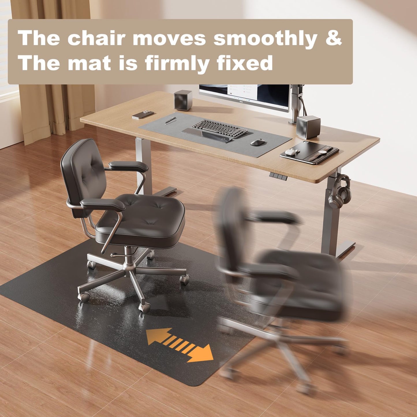 2.0mm 50"x 60" Extra Thick Heavy Duty Chair Mat for Hardwood Floors, PVC Office Chair Floor Protector, Non-Slip Black Plastic Mat for Rolling Desk Chairs on Hard Surfaces