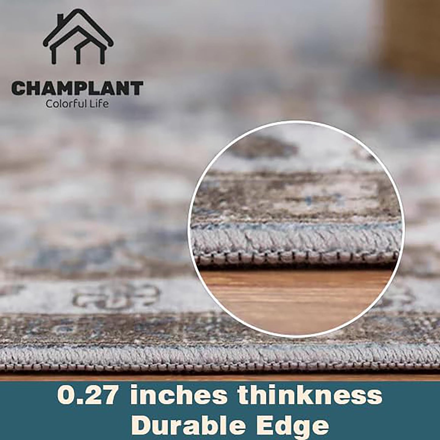 CHAMPLANT Washable Area Rug 9'x12' Red Khaki Retro Flowers Boho Design Non-Shedding Easy Care Ideal for High Traffic Areas in Living Room Bedroom Office Coffee Table Kitchen Large Carpet