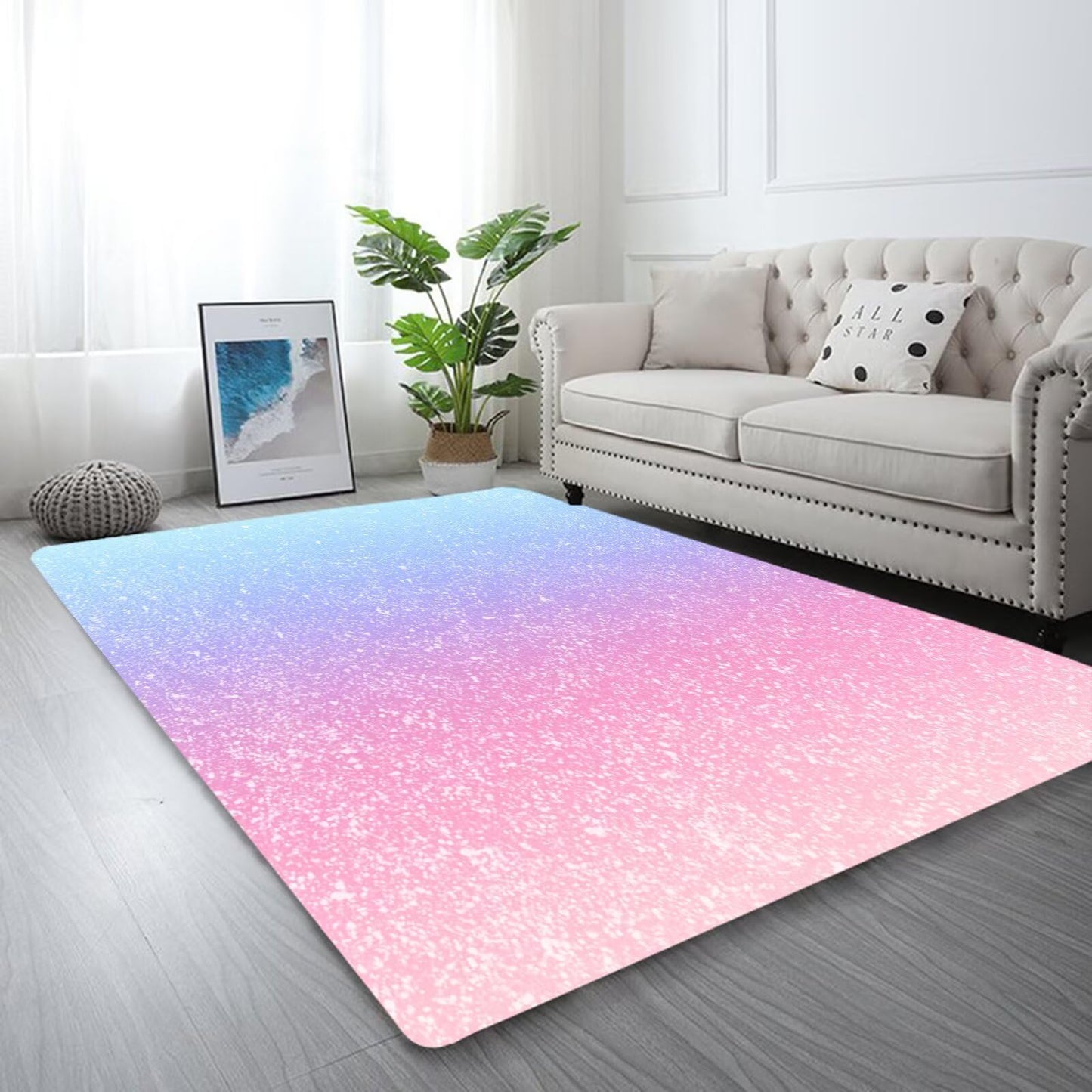 kxry Area Rugs 2X3 Feet, Pink Galaxy Gradient Glitter Soft Machine Washable Rugs Rainbow Tie Dye Ombre Non Slip Foldable Floor Carpet for Living Room Bedroom Dining Room Dorms Nursery Rooms Office