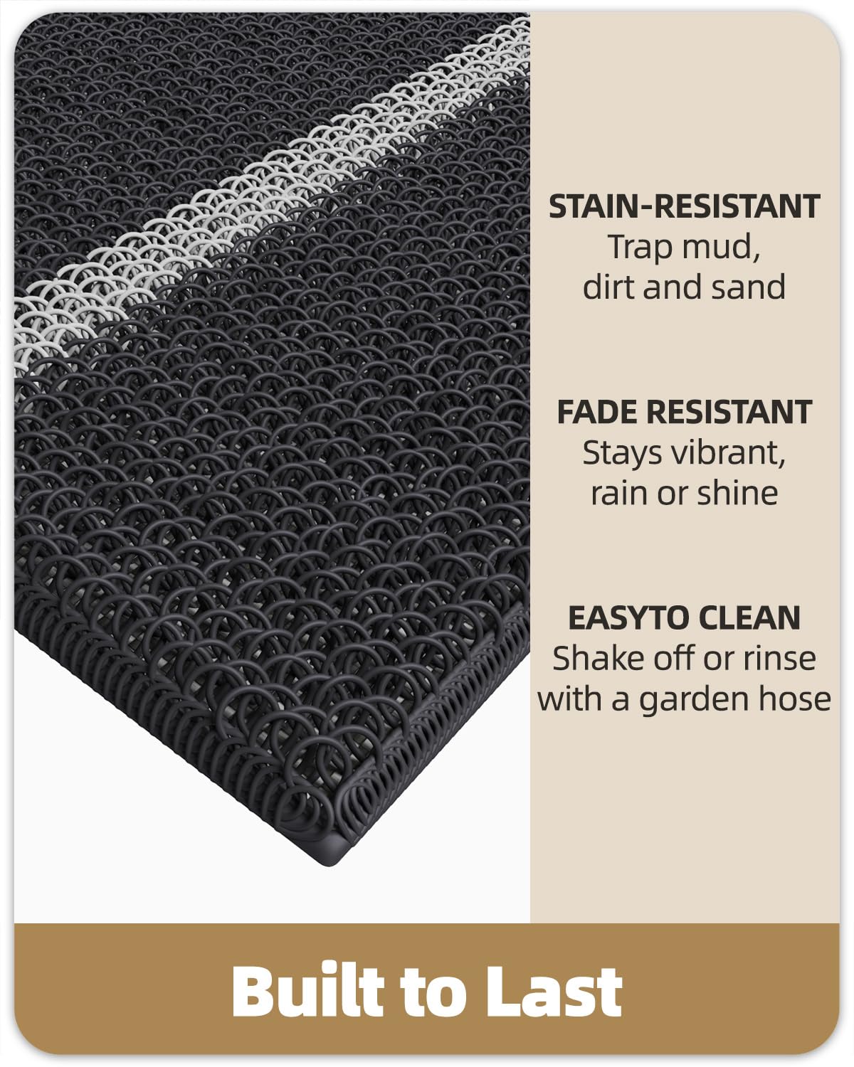 Color&Geometry Front Door Mat (1-Black, 24"x47")