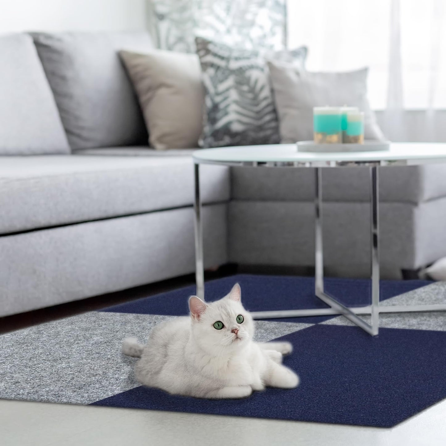 CUCOS Carpet Tiles 24" x 24" Peel and Stick, Self Adhesive Square Carpet with Soft pad, Non-Slip Carpet Floor Tiles Easy DIY for Bedroom,Living Room 10 PCS