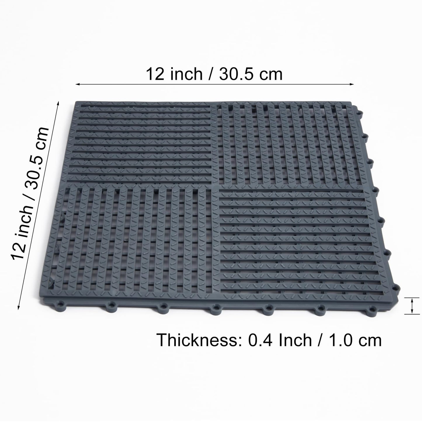 wiiiw 9 Pack Modular Interlocking Tiles Double Non-Slip 12"x12" Dark Gray