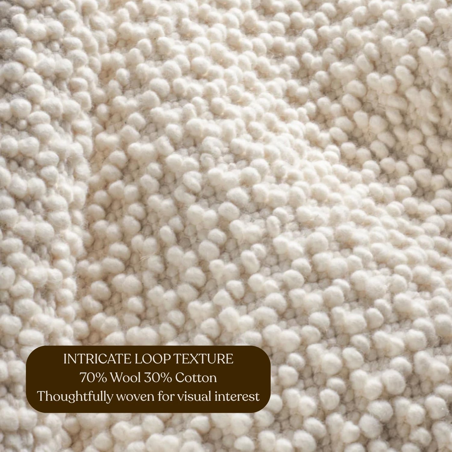 The Knitted Co. Handwoven Wool Area Rug - Hand Woven Natural Carpet Rugs- Bedroom Living Room Dining Room (Ivory- 5'x8')