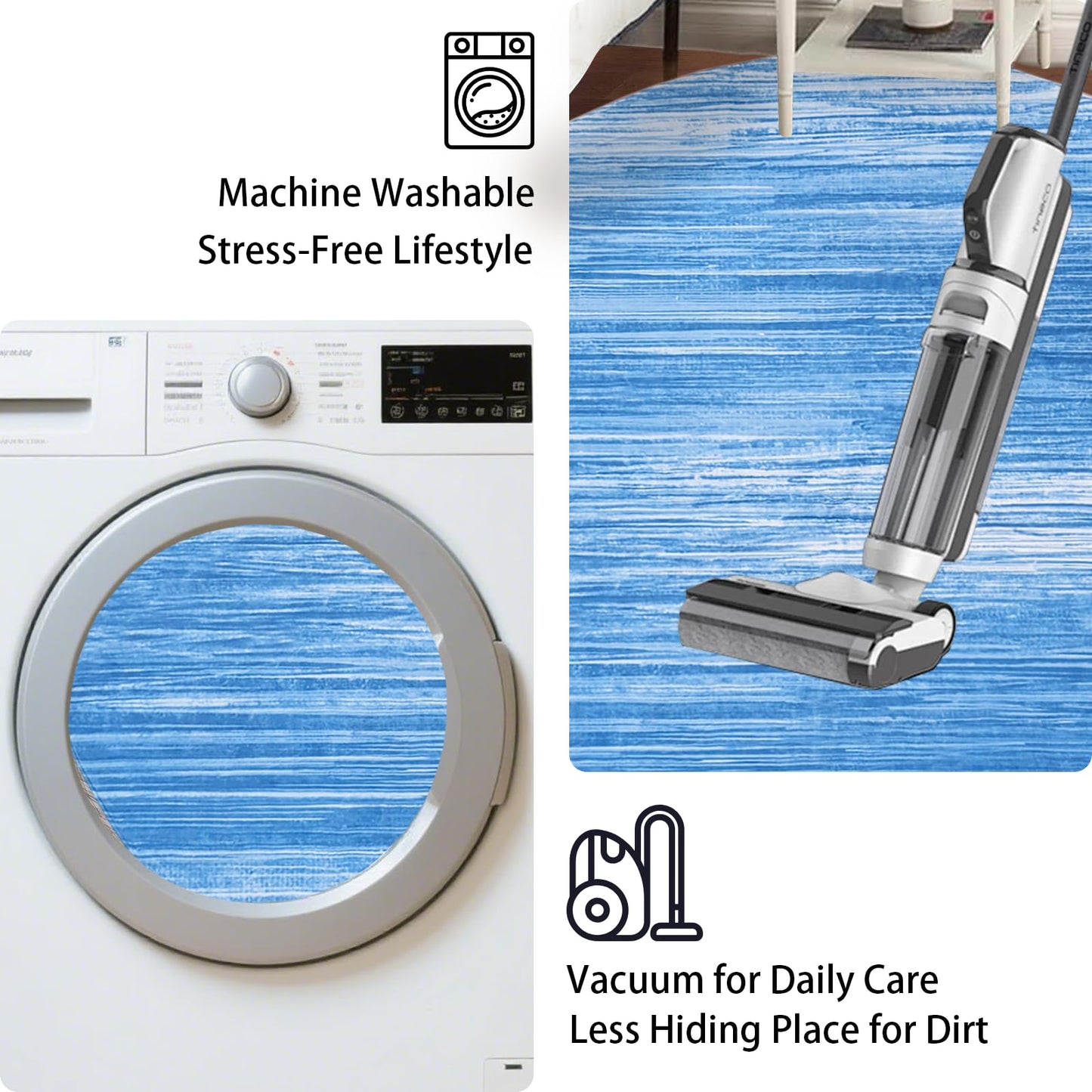 USTIDE Modern Blue Area Rug Oval 4'x6' Washable Ombre Oval Rugs for Bedroom Non-Slip Living Room Throw Carpet Comfy Indoor Floor Mat for Kids Room Children Playroom