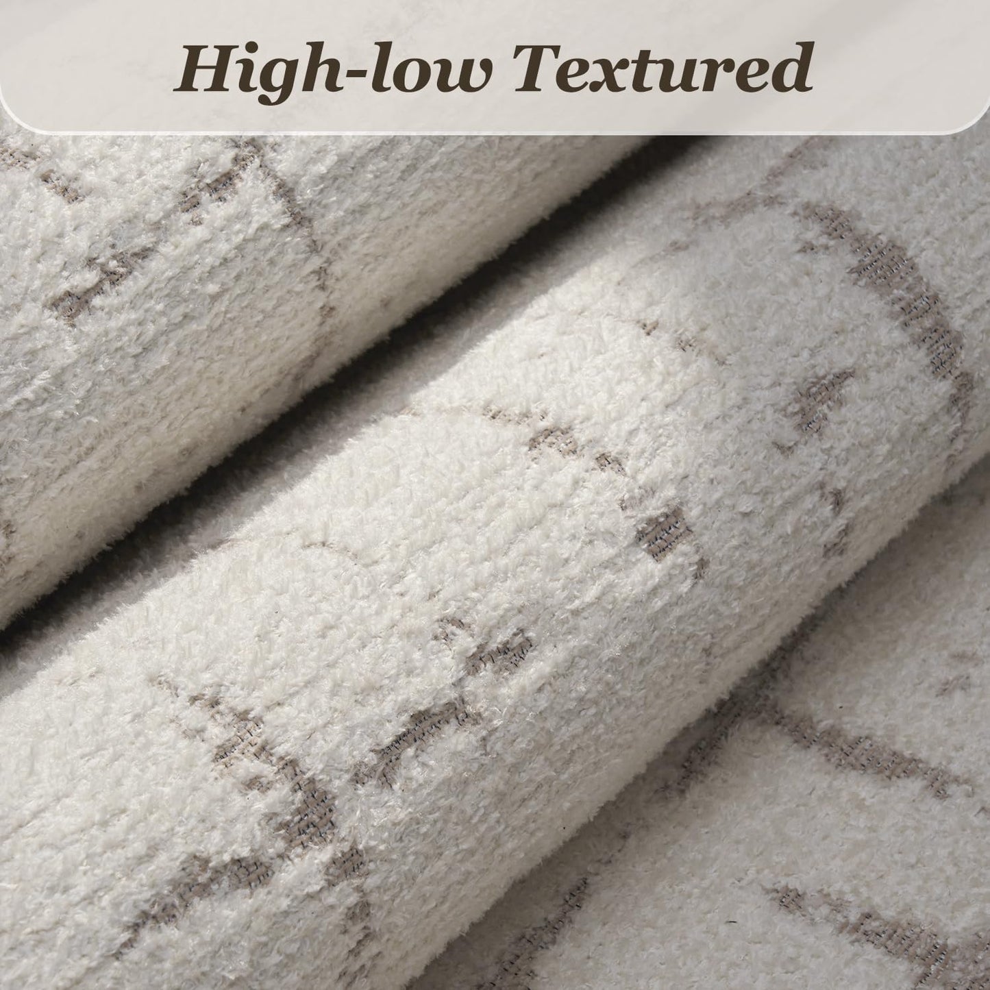 Engiw-Beige Neutral 5x7 Area Rug for Living Room Rug-Carpet Bedroom Rugs Textured Tufted Jacquard Modern Washable Rug for Dining Room Nursery Non Slip