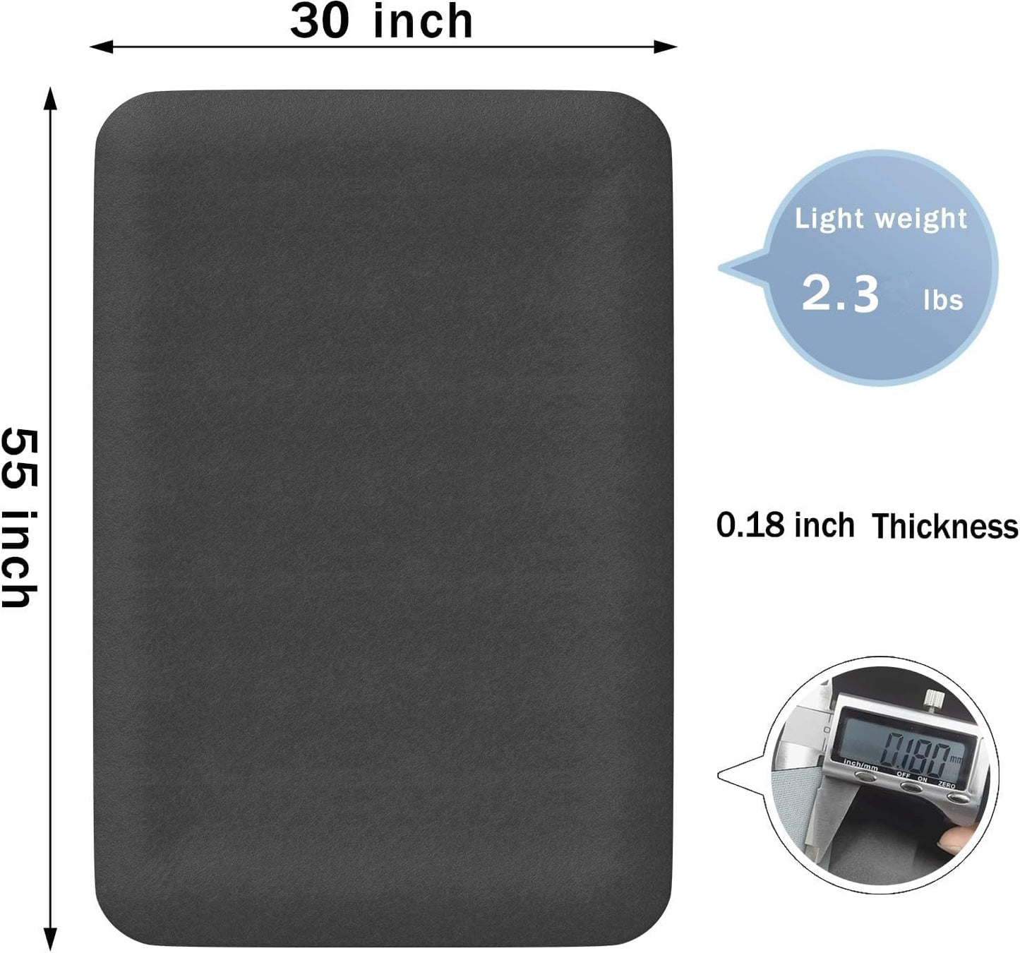 NYFITY Office Chair Mat for Hard Floors, Slip Resistant Heavy Duty Under Desk Chair Mat for Hardwood Floor, 30"x55" Inch, Black