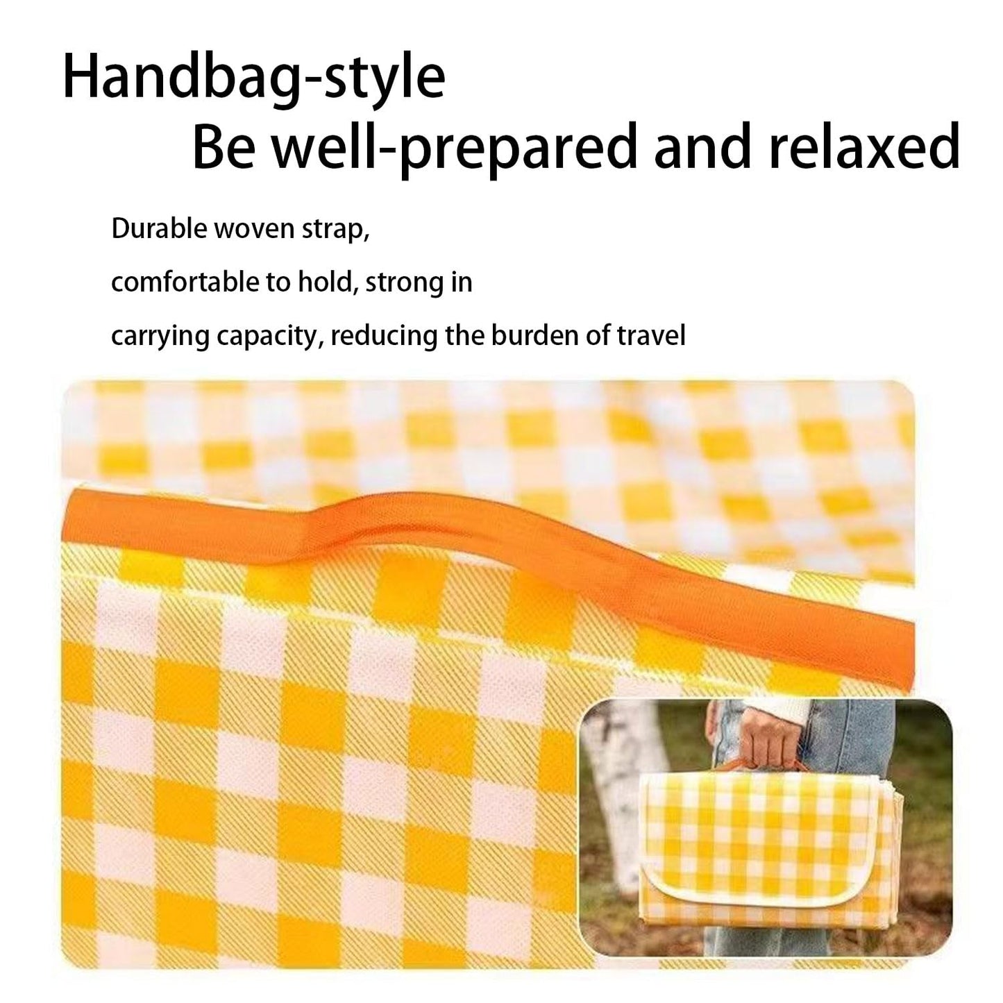 EIYNIY Large Picnic Blanket Waterproof and Sand Proof -59x39 inch Large Outdoor Beach Mat, Portable Foldable Blanket, Suitable for Camping, Parks, Families, Adults, Children, and Pets (Yellow-M)