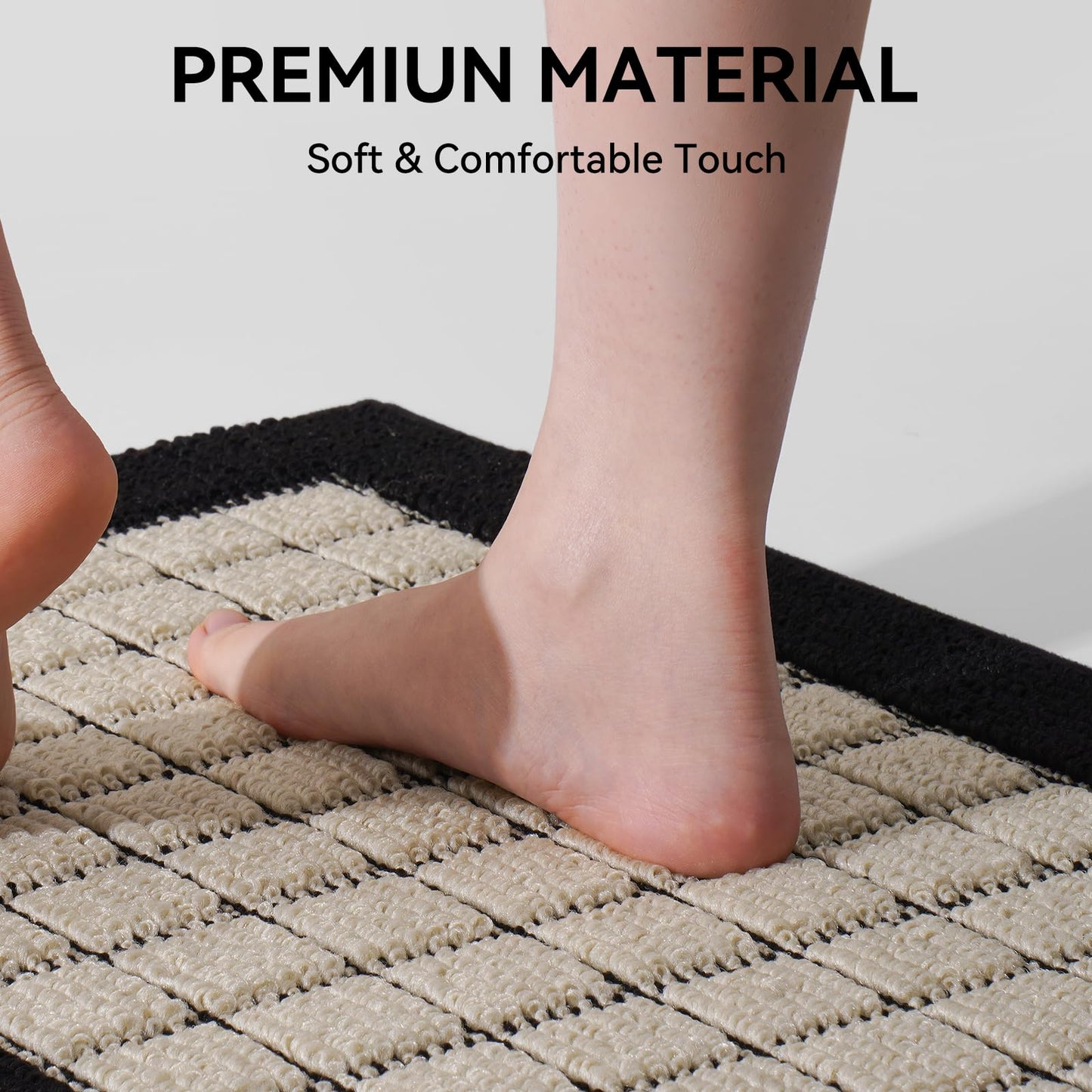 QiCaiJia Kitchen Mats for Floor 17"x30", Non-Slip Washable Kitchen Rugs, Absorbent and Stain Resistant Kitchen Rug, Durable Comfortable Rugs for Kitchen, Hallway, Laundry & Sink, Black
