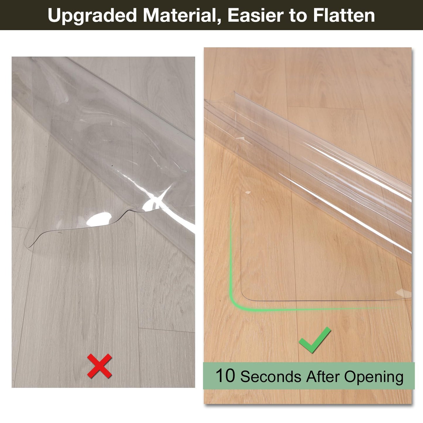 Crystal Clear Floor Mat 6×9ft, Upgraded Easy Flat Waterproof Vinyl Rug Cover, Large Stain-Resistant Plastic Area Rug Floor Protector for Kitchen, Dining Room, High-Traffic Areas