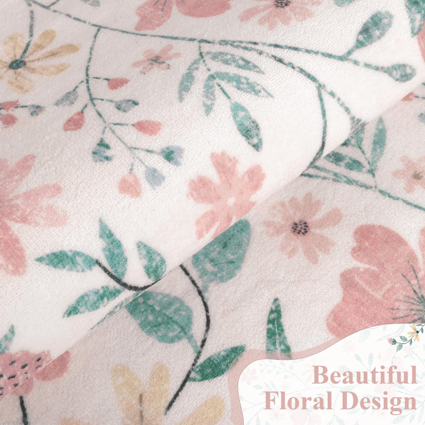 SHACOS Pink Floral Area Rugs 5x7 Nursery Rug, Machine Washable Boho Rugs for Bedroom, Non Slip Soft Floral Low-Pile Carpet for Living Room Kids Room Dining Room Entryway Indoor
