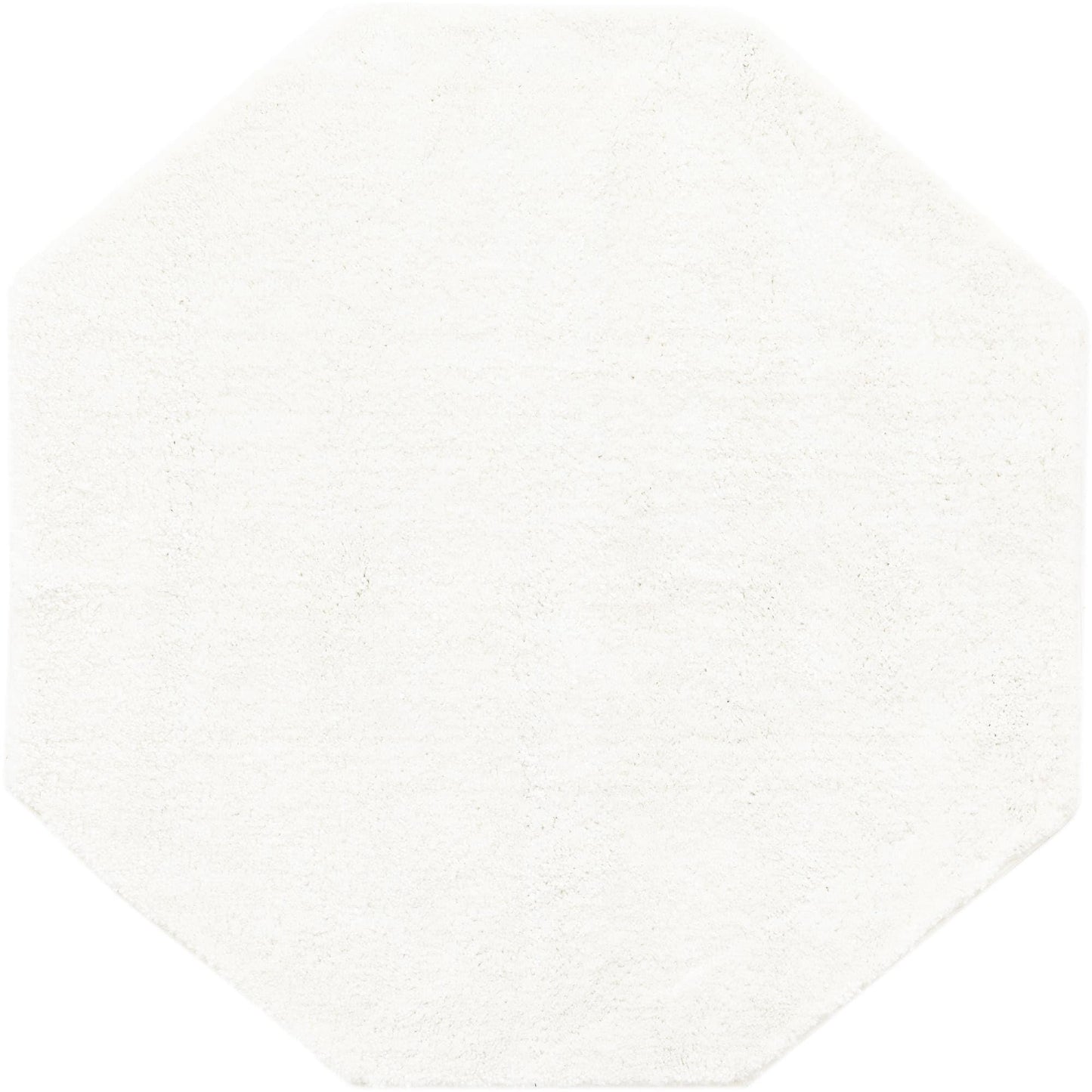 Rugs.com - Solid Frieze Rug – 8 Ft Octagon Snow White Textured Shag Rug – Ideal for Nurseries, Playrooms, and Bedrooms