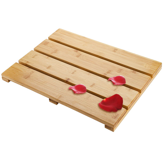 Yarlung Bamboo Bath Mat Wooden Shower Mat, 17.5 x 13 Inches Bathroom Non-Slip Bathtub Mat Waterproof Floor Mat Doormat for Spa Relaxation, Indoor or Outdoor