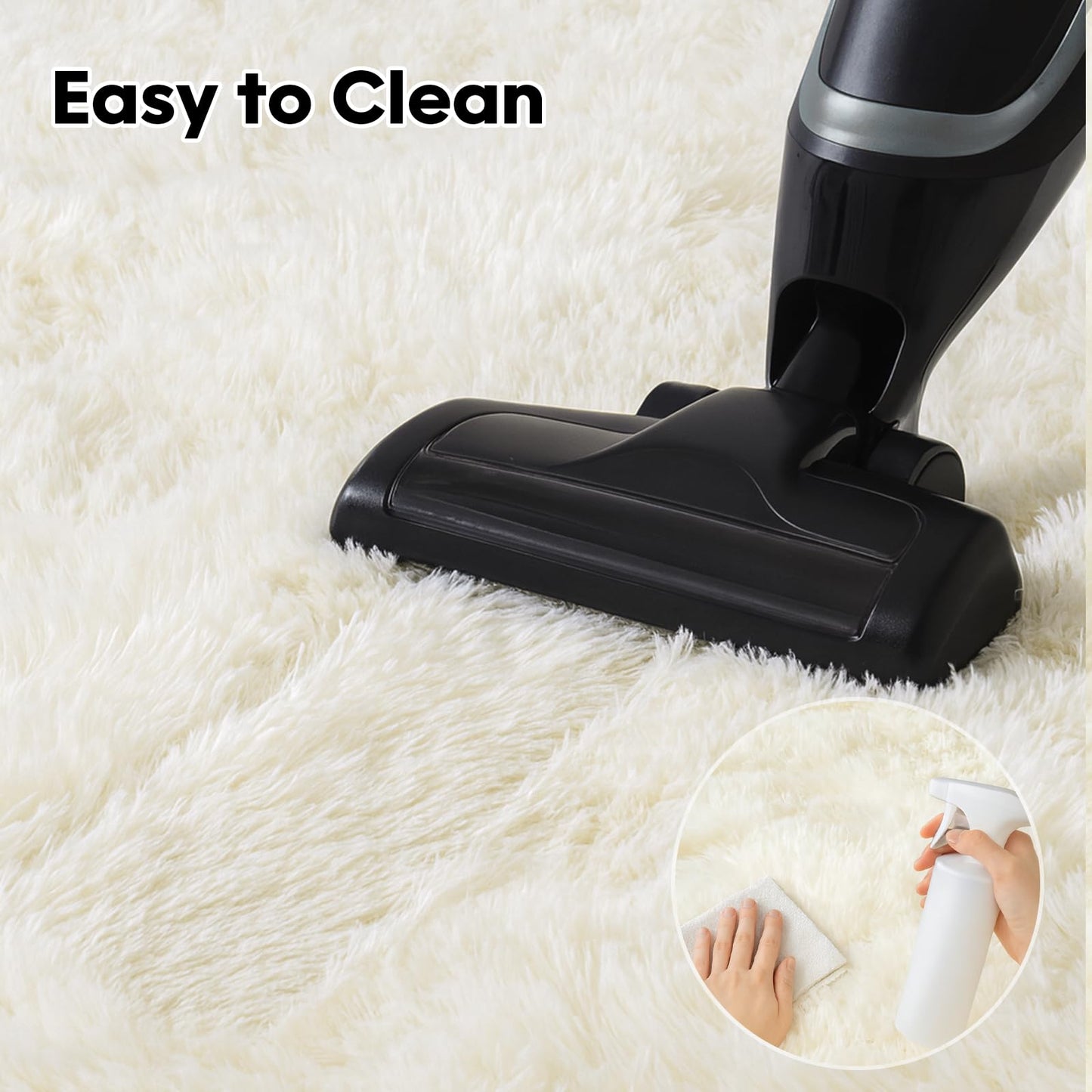 Mtandyx 8x10 Area Rugs Living Room, Cream White Large Plush Fluffy Bedroom Carpet, Non-Slip Upgraded Indoor Thick Soft Rug, Modern Plush Carpet Suitable for Kids Home Decor Aesthetics Dorm.