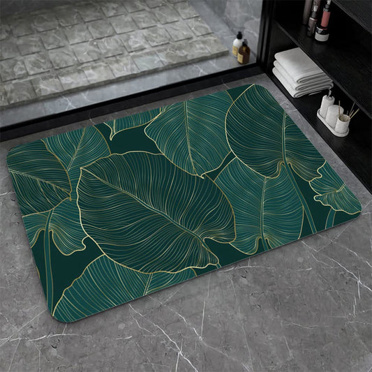 ZHUZHISHAN Diatomaceous Earth Bath Mat,The Leaves Non-Slip Volume Super Absorbent Fast Drying for Bathroom Kitchen Door mat,Eco-Friendly Easy to Clean 16×24Inch (40 * 60cm)