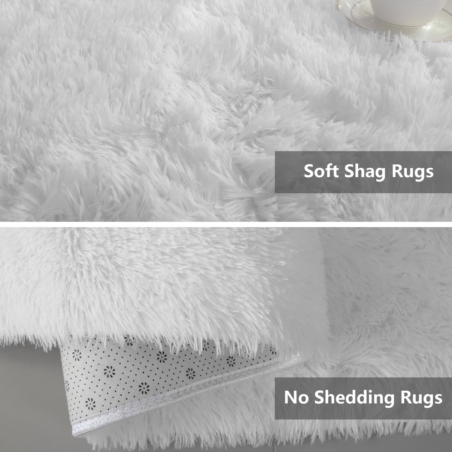 Shag Runner Rug for Bedroom Living Room 3x7 Upgrade Non-Slip Fluffy Soft Bedside Rugs,White Shaggy Carpet for Kids Girls Boys Dorm Nursery Home Decor Aesthetic