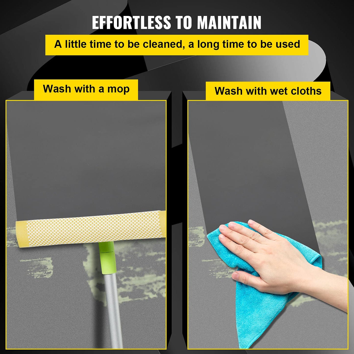 VEVOR Dance Floor 6.6x3.9ft, Portable Dance Mat 0.06in Thick PVC Vinyl Dance Floor Roll Black/Grey Reversible Marley Dance Practice Floor, Non-Slip Dance Flooring for Ballet Jazz Pop Lyrical Style