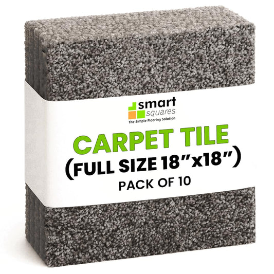 Smart Squares in A Snap Premium Plush Carpet Tiles, Made in USA – 18x18 Peel and Stick Floor Tiles with Attached Padding – Seamless DIY Carpet Squares (22.5 Sq Ft, 10 Pack, 783 Ironside)